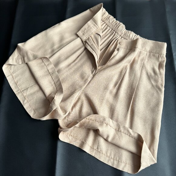 Pleated Wide Leg Shorts S/M 28 Waist Khaki Tan - Picture 15 of 15